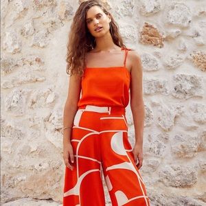 Express | Orange Square Neck Spaghetti Strap Crop